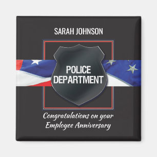 Custom Name, Police Employee Anniversary Magnet