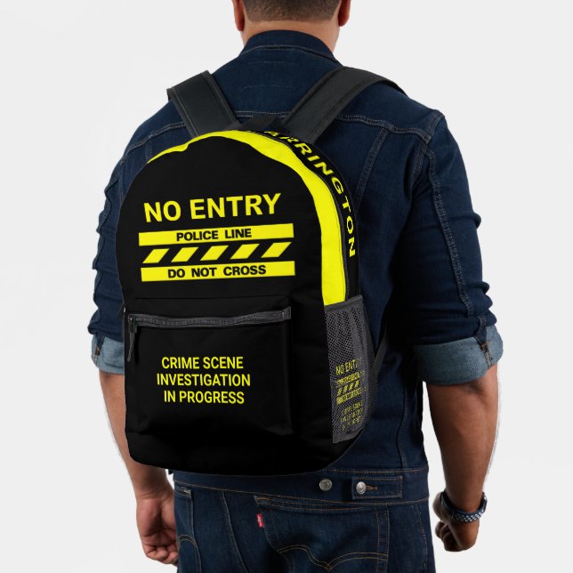 Custom Name Police Line Printed Backpack (Insitu (Model))