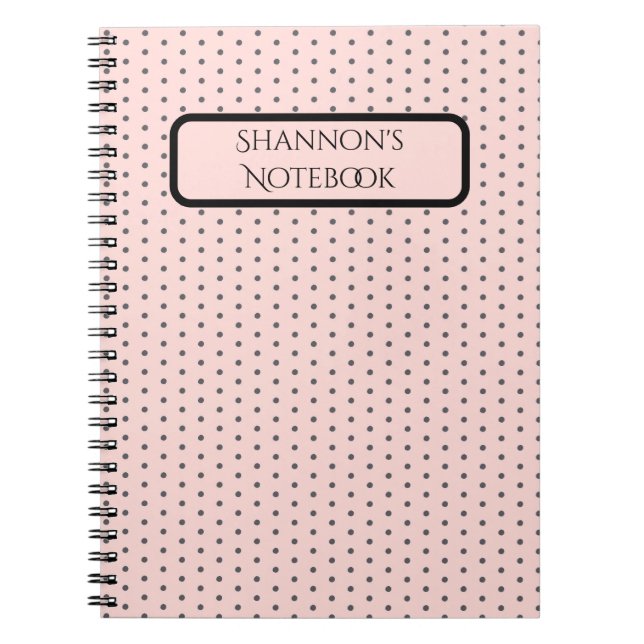 Custom Name Polka Dot Notebook, Personalized Notebook (Front)