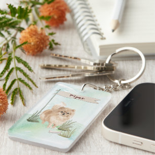 Custom Name Pommeranian Pet Dog Keychain
