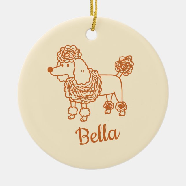 Custom Name Poodle Ornament – Handdrawn Dog Gift (Front)