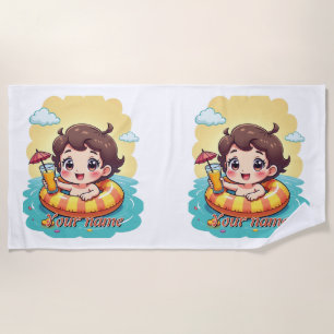 Custom Name Pool Float Summer Design Beach Towel