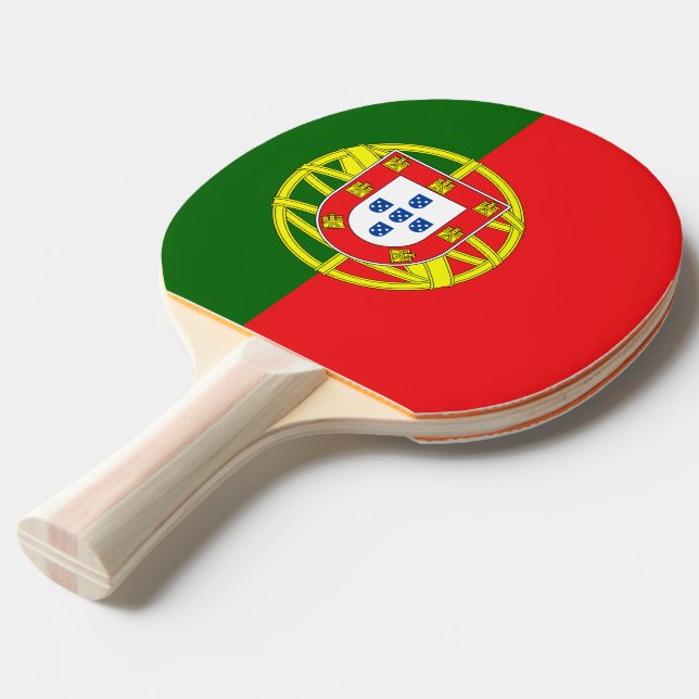 Custom Name Portugese Flag Ping Pong Paddle (Front Angle)