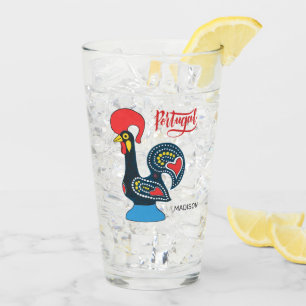 Custom Name Portugese Rooster Glass