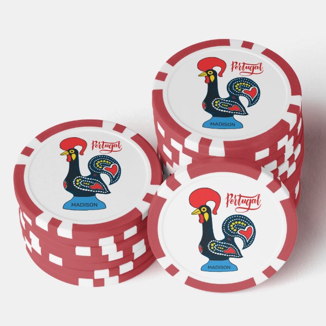 Custom Name Portugese Rooster Poker Chips (Stack)