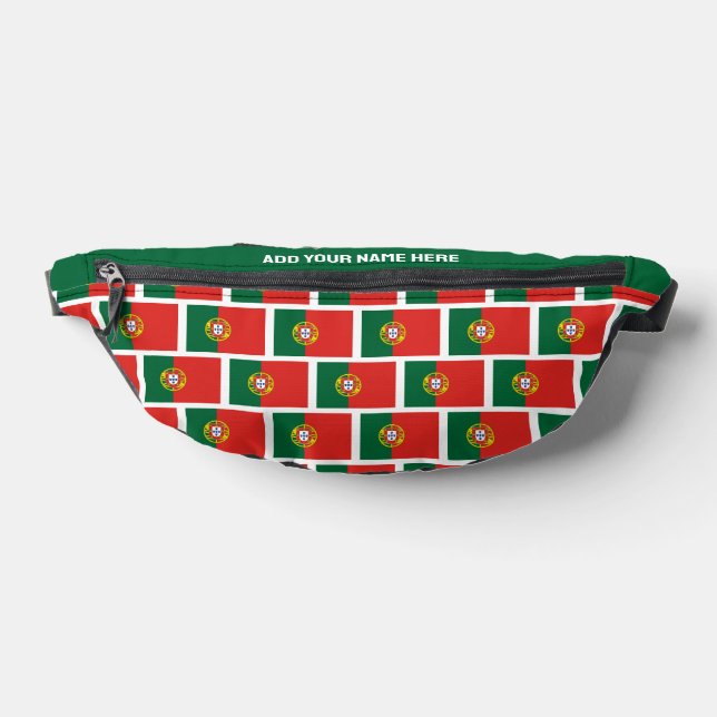 Custom Name PORTUGUESE FLAG OF PORTUGAL Fanny Pack (Lay Down)