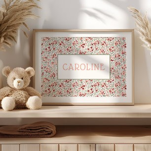 Custom Name Poster Floral Girl Wall Art Nursery   