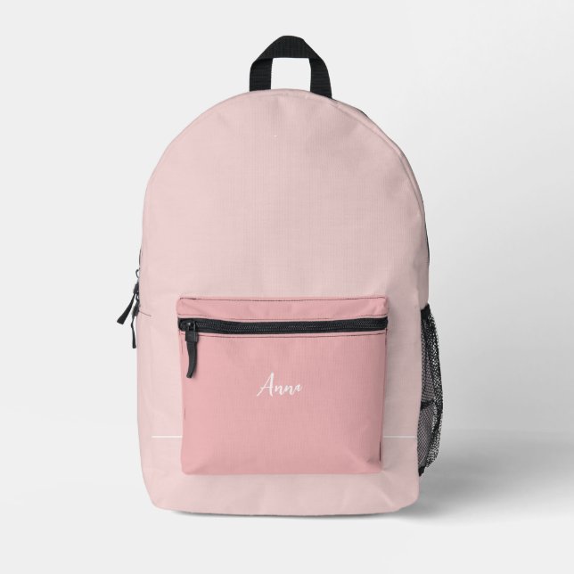 custom name powder pink backpack (Front)