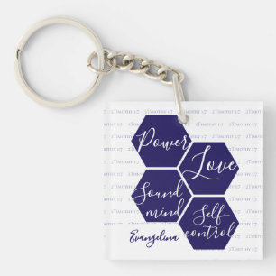 Custom Name POWER LOVE SOUND MIND Christian Keychain