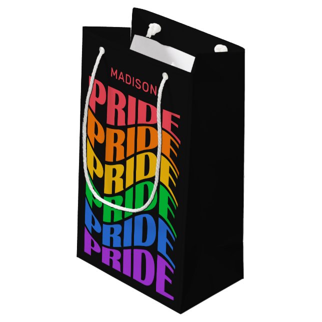 Custom Name Pride Small Gift Bag (Back Angled)