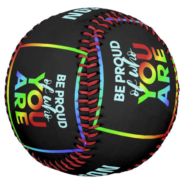 Custom name Pride softball (Angled)