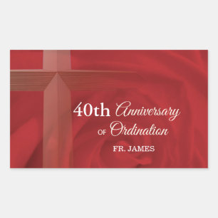 Custom Name Priest Anniversary Ordination Red Rose Sticker