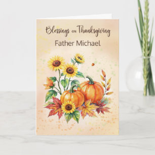 Custom Name Priest Blessings on Thanksgiving Card