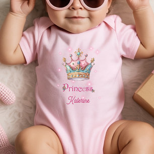 Custom Name Princess Crown Baby Bodysuit