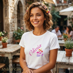 Custom Name Printed Womens Casual Stylish T Shirt