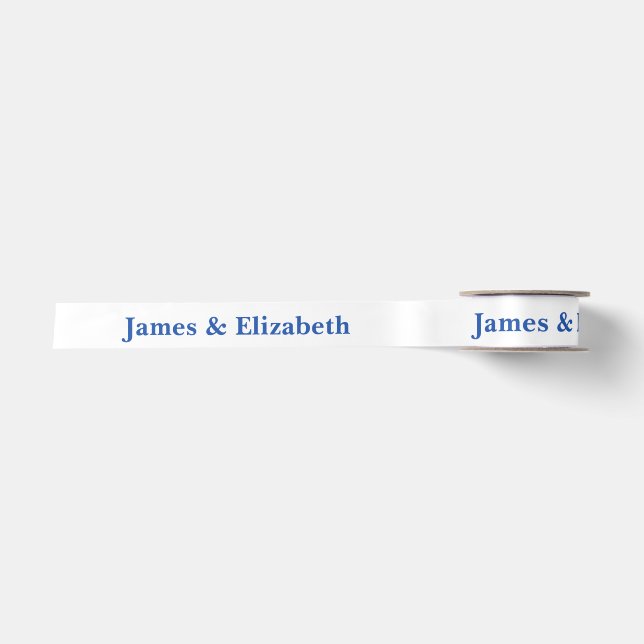 Custom Name Professional Minimalist Plain Blue Satin Ribbon (Front)