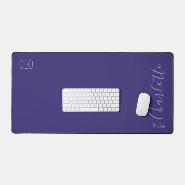 Custom Name Professional Title Modern Purple Desk Mat (Keyboard & Mouse)