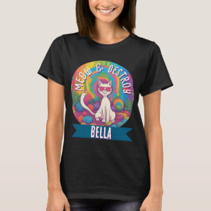 Custom Name Psychedelic Cat Meow & Destroy T-Shirt