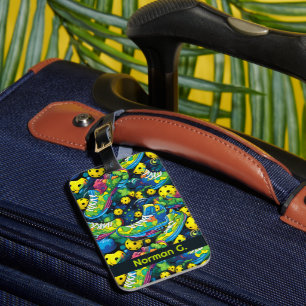 Custom name Psychedelic pickleballs Luggage Tag