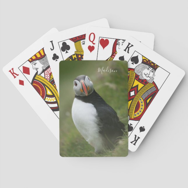 Custom name Puffin playing cards (Back)