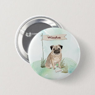 Custom Name Pug Pet Dog 2 Inch Round Button