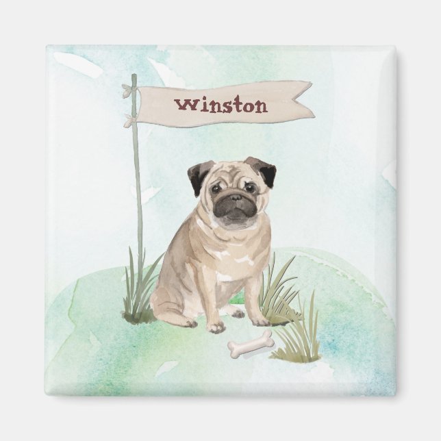Custom Name Pug Pet Dog Magnet (Front)
