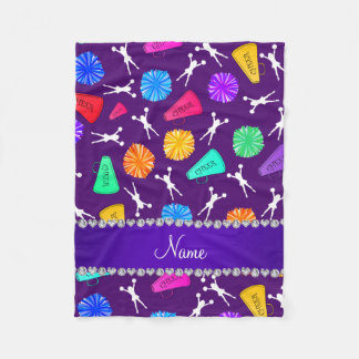 Custom name purple cheerleading pompoms fleece blanket