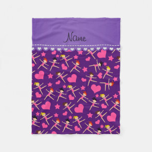 Custom name purple girl gymnasts hearts stars fleece blanket