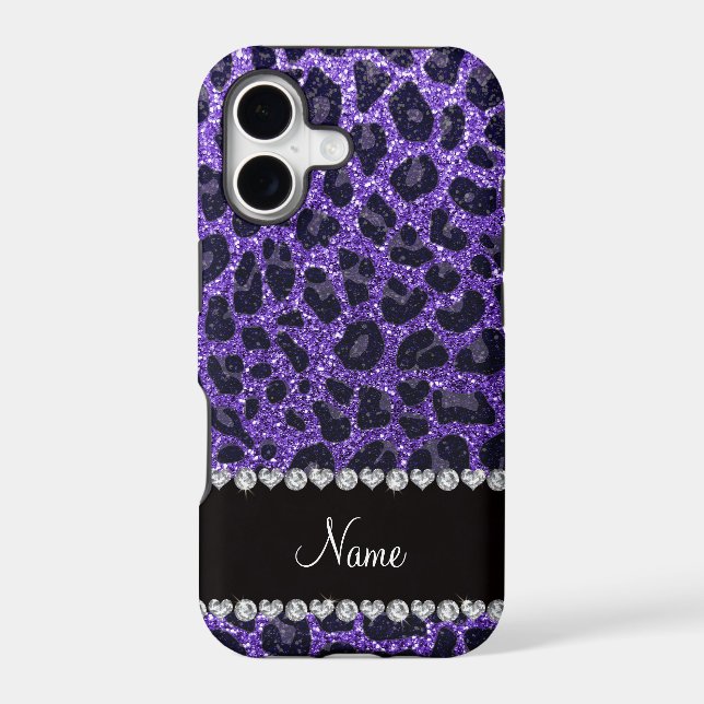 Custom name purple glitter leopard spots (Back)