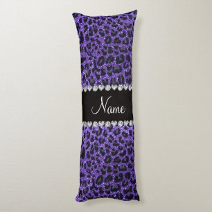 Custom name purple glitter leopard spots body pillow