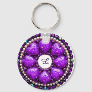 💜 Custom Name Purple Heart Jewellery Gift Idea 💜 Keychain