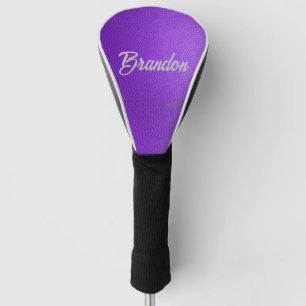 Custom name purple leather golf head cover