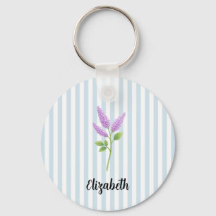 Custom Name Purple Lilac Painting Stripe Keychain