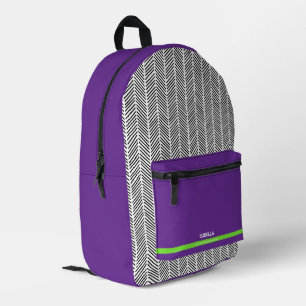 Custom Name Purple   Personalized  Printed Backpack
