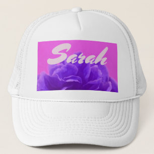 Custom Name Purple Raspberry Floral Trucker Hat