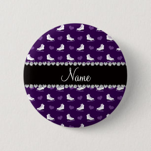 Custom name purple skates and hearts 2 inch round button