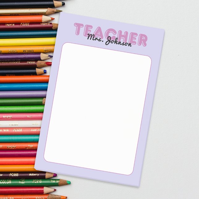 Custom Name Purple Teacher Post-it Notes (Custom Name Purple Teacher Post-it Notes)
