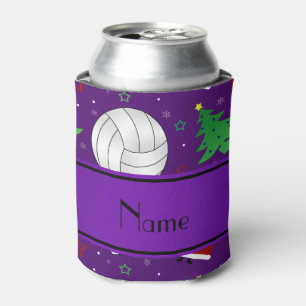 Custom name purple volleyball christmas pattern can cooler
