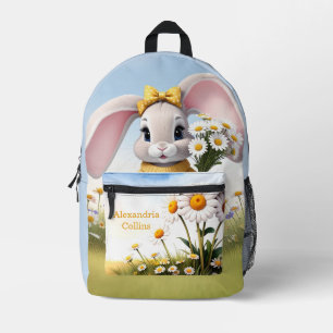 Custom Name Rabbit with white daisies Printed Backpack
