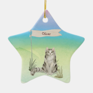 Custom Name Ragamuffin Cat Pet Ceramic Ornament