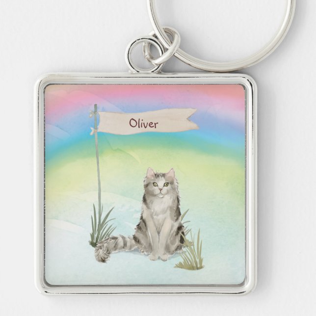 Custom Name Ragamuffin Cat Pet Keychain (Front)