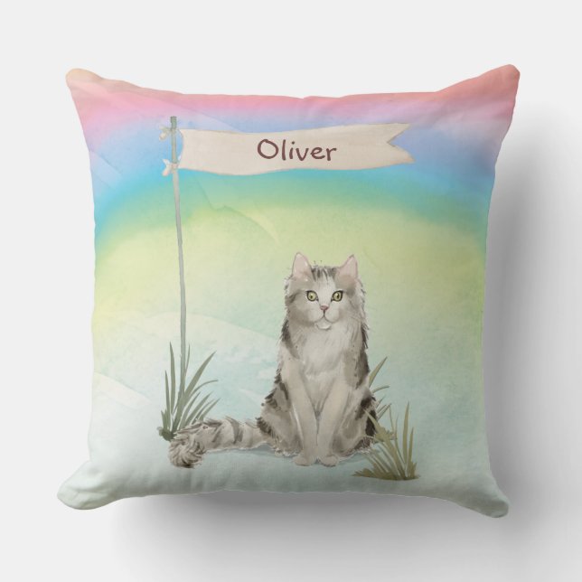 Custom Name Ragamuffin Cat Pet Throw Pillow (Front)