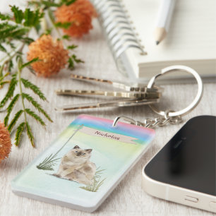 Custom Name Ragdoll Cat Pet Keychain