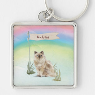 Custom Name Ragdoll Cat Pet Keychain