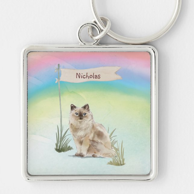 Custom Name Ragdoll Cat Pet Keychain (Front)
