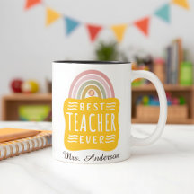 Custom Name Rainbow Best Teacher Ever Appreciation
