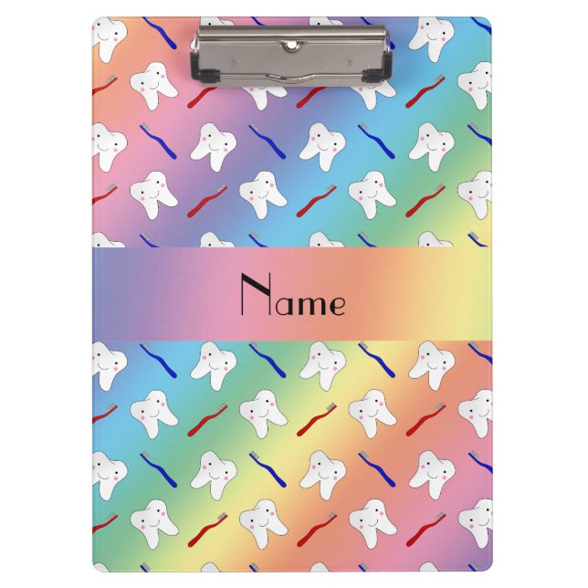 Custom name rainbow brushes and tooth pattern clipboard (Front)