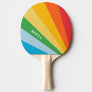 Custom Name Rainbow Colors Ping Pong Paddle