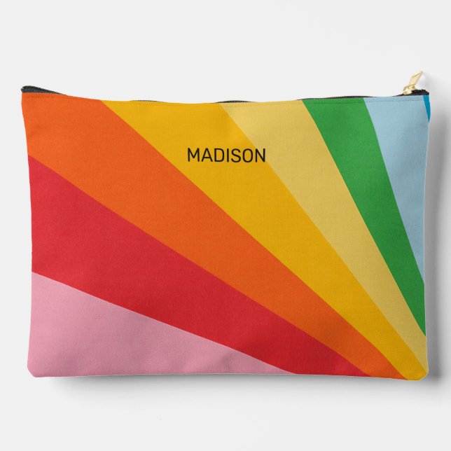 Custom Name Rainbow Colours Accessory Pouch (Back)