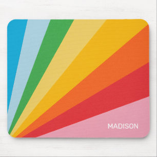 Custom Name Rainbow Colours Mouse Pad